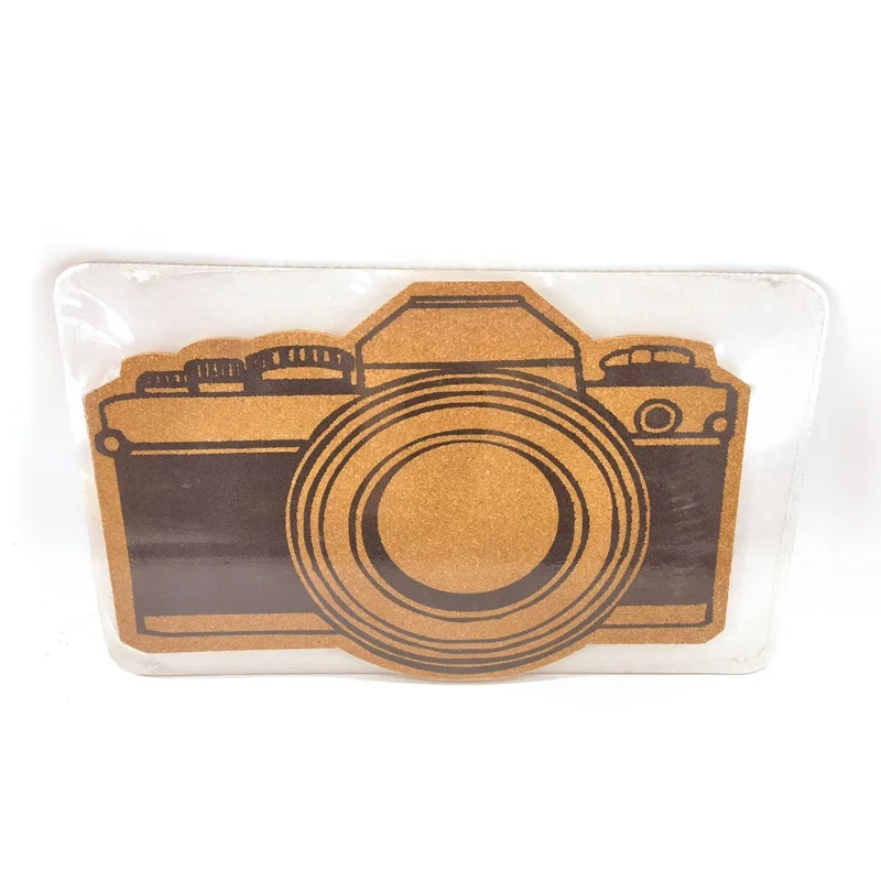 Custom Camera Cork Message Board with screen printing factory price Customized shape cork notice board