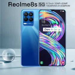 Global Version Reolme8s 5G Smartphone 6.7inch phone 16+512GB cell phone Battery 6800mAh Android 11Unlock Dual SIM gaming mobile