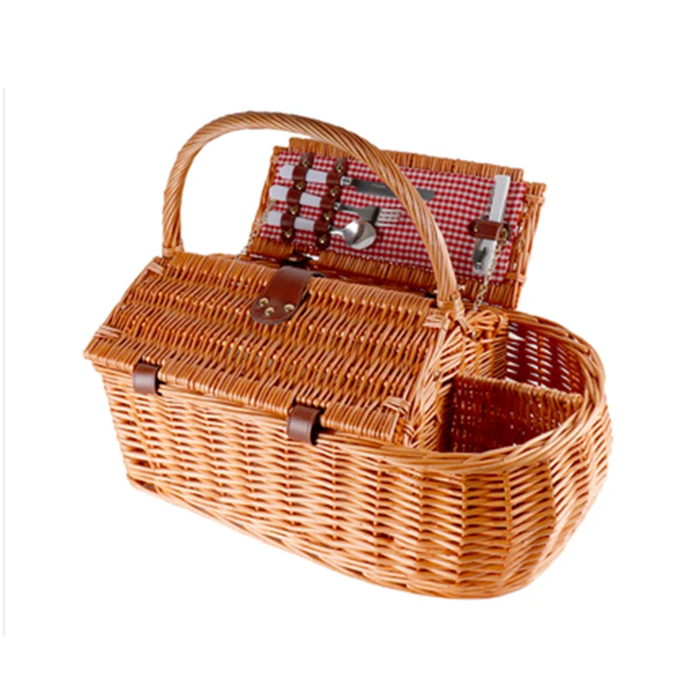 YRMT factory handmade woven willow wicker food storage outdoor picnic basket with handle