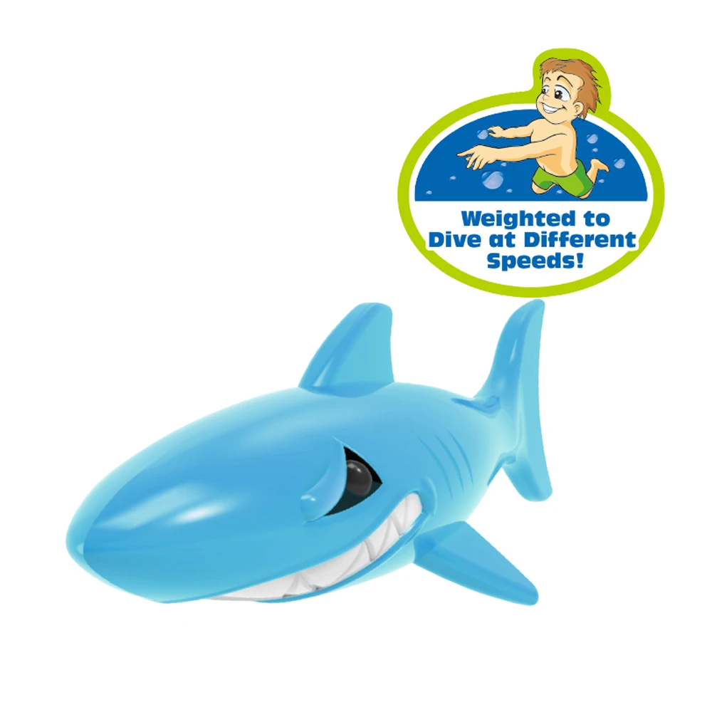 Cartoon Shark Diving Toy 4PCS Interactive Water Play Swimming Game for Kids, Underwater Diving Pool Toys Set