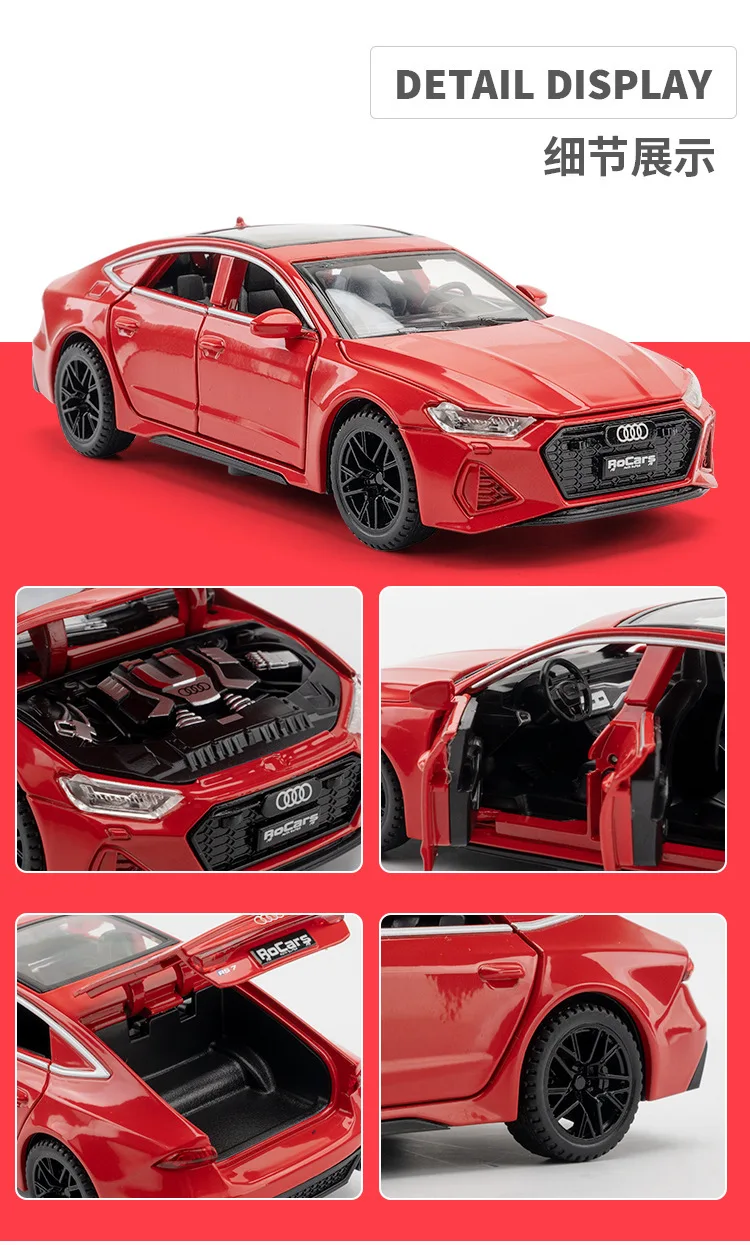 diecast model car 1:32 Audi RS7 alloy car model with sound and light pullback metal model car toys Coche modelo del metal