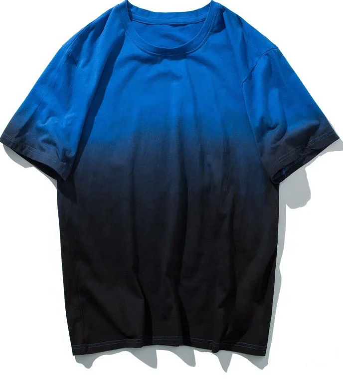 Wholesale Custom Street Wear Gradient Hip Hop Dip Dyed T-shirt T Shirt Tshirt Men