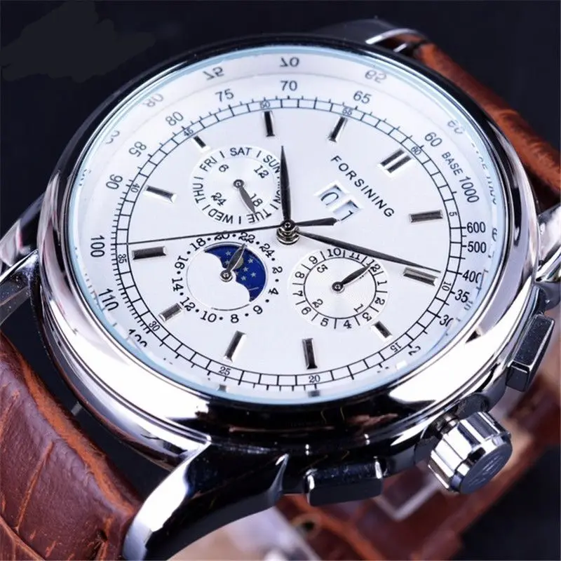 Men Watches Brand Automatic Mechanical Watch Male Genuine Leather Business Wristwatch