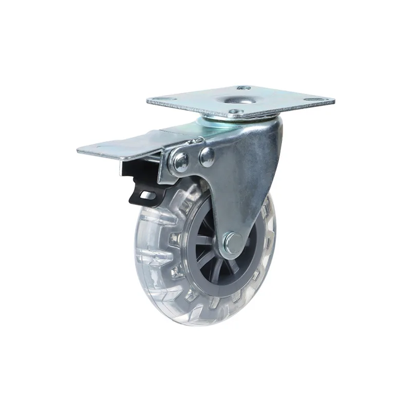 Wholesale 3 inch fully transparent caster PVC wheel Office Chair Caster with brake