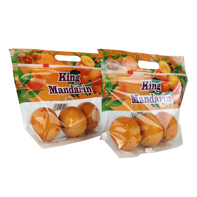Wholesale Fruit Grape Plastic Ziplock Bag Vegetable Fruit Keep Fresh Custom Packing Bags With Vent Holes And Handle