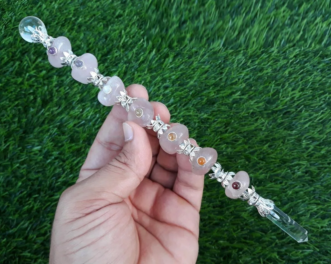 Wholesale Premium Quality Natural Rose Quartz Tumble Stone Healing Wand Stick For Reiki Chakra & Meditation Use From India