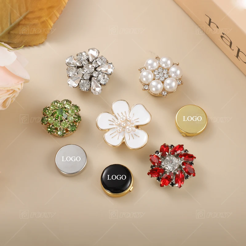 Clip Over Existing Button Accessories Sparkly Clip On Rhinestone Button Covers Crystals Custom Shirt Button Cover For Women