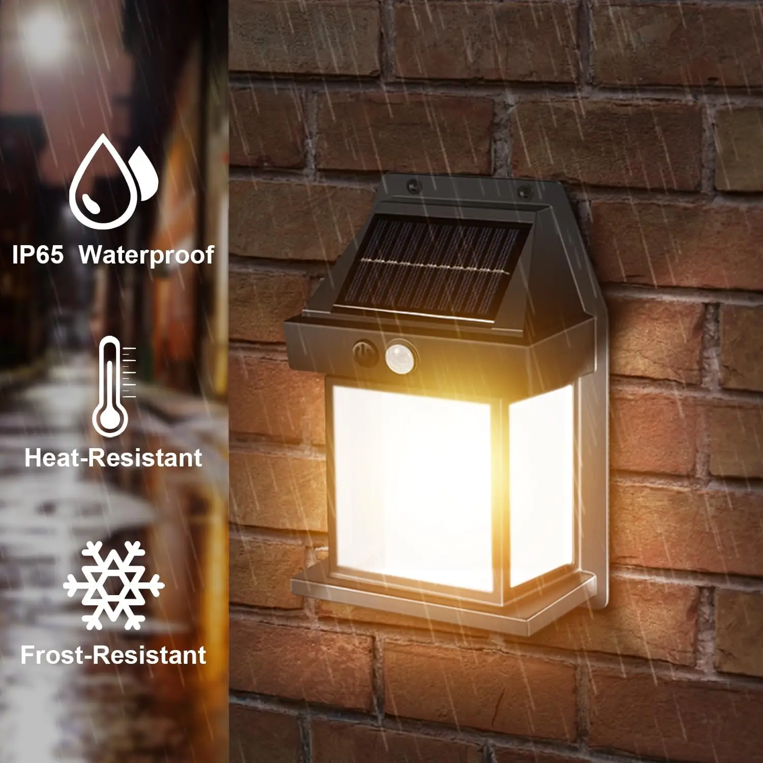 Solar Lights Outdoor Dusk to Dawn Solar Wall Sconce Motion 3 Lighting Modes Waterproof Solar Security Wall Lantern Light