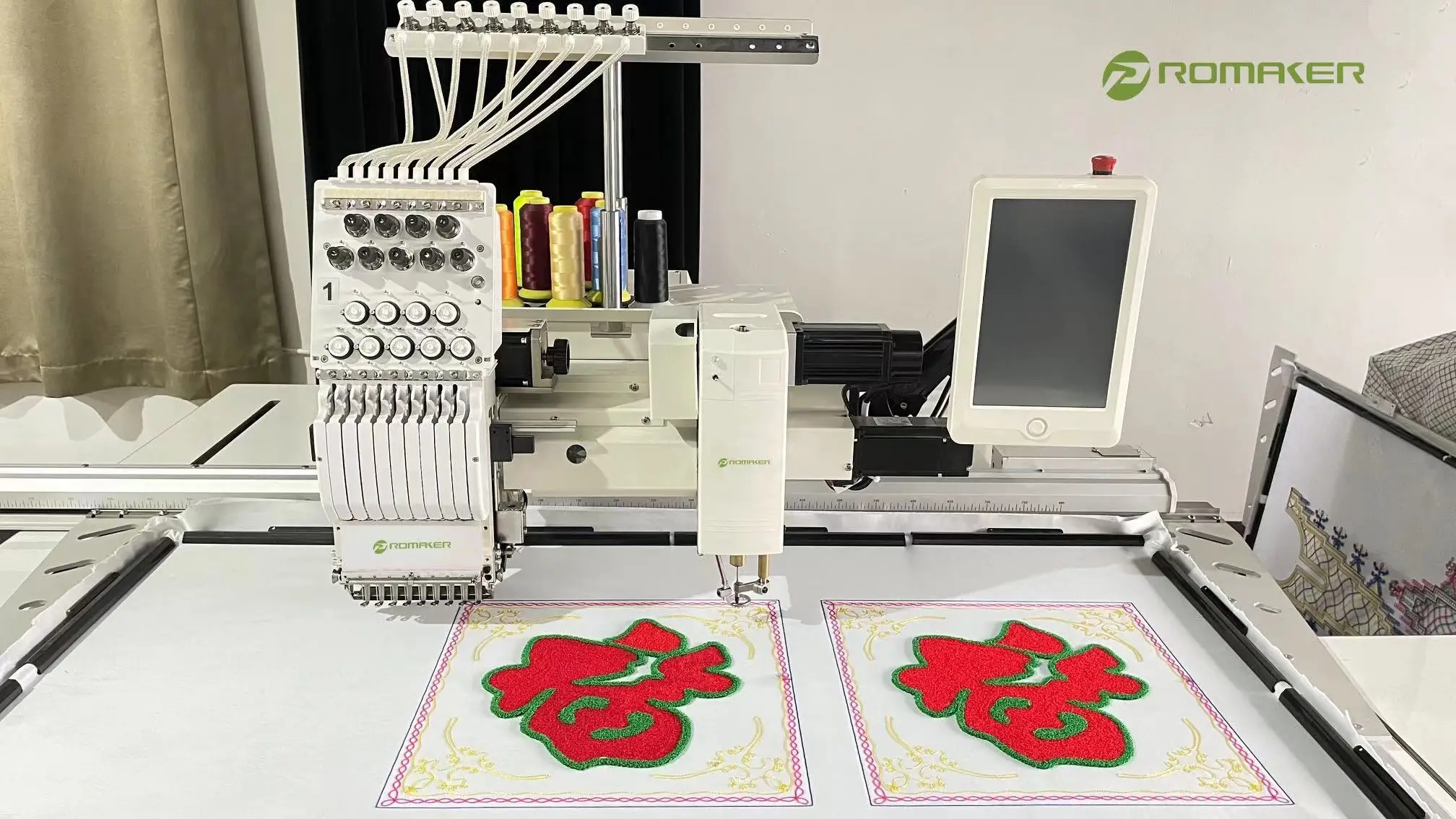 Big Flat Single Head Embroidery Machine Computerized 12/15 Needles Dahao chenille chain stitches machine for