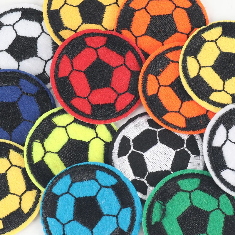 Hot Sale Football Embroidery Iron On Round Sports Team Patches For Jersey Hat