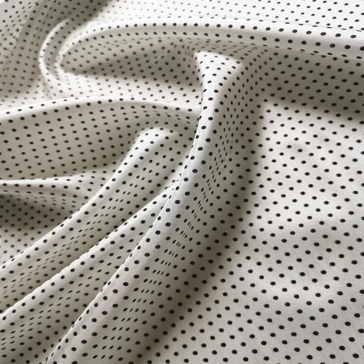 
Printed Black Dot Habotai Silk Fabric 8MM Pure Silk Fabric for Dress 
