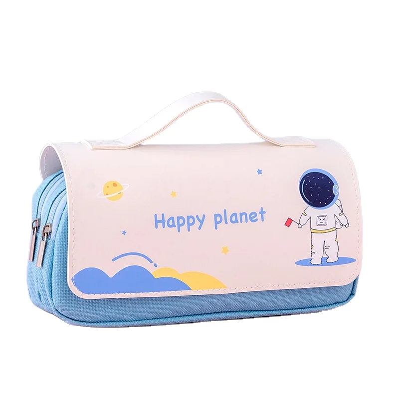 2024 Cartoon Pencil Case Large Capacity for Students Cute Handheld Stationery Bags Spaceman Pen Bag Oxford Girl Boy Gift