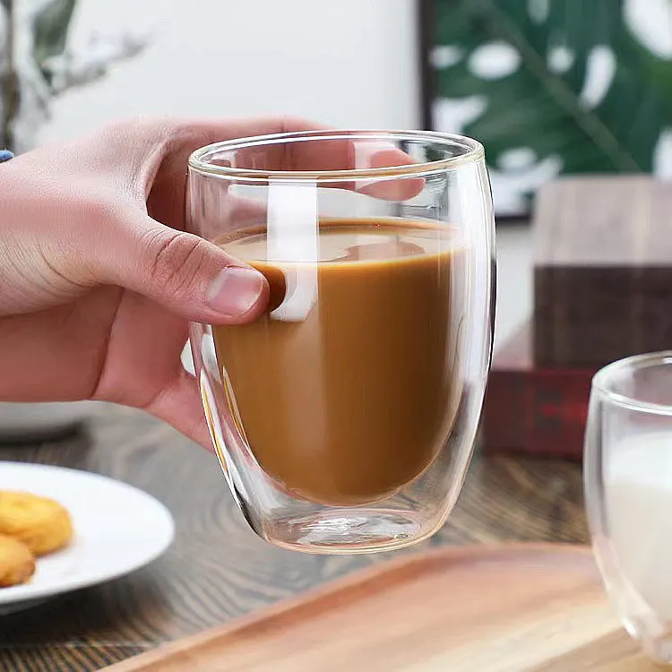 Egg Mug Borosilicate Juice Water Milk Tea Drink Double Wall Glass Coffee Cup Insulated Tumbler