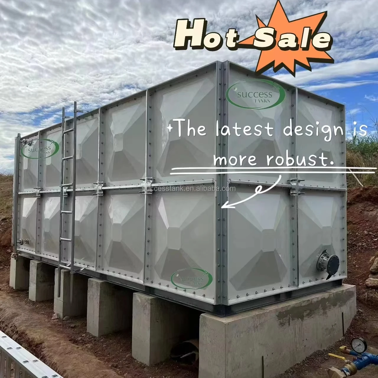 50000 Liters Gallon Cheap Fiberglass FRP GRP SMC Plastic Rectangular Potable Water Tank Manufacture Price