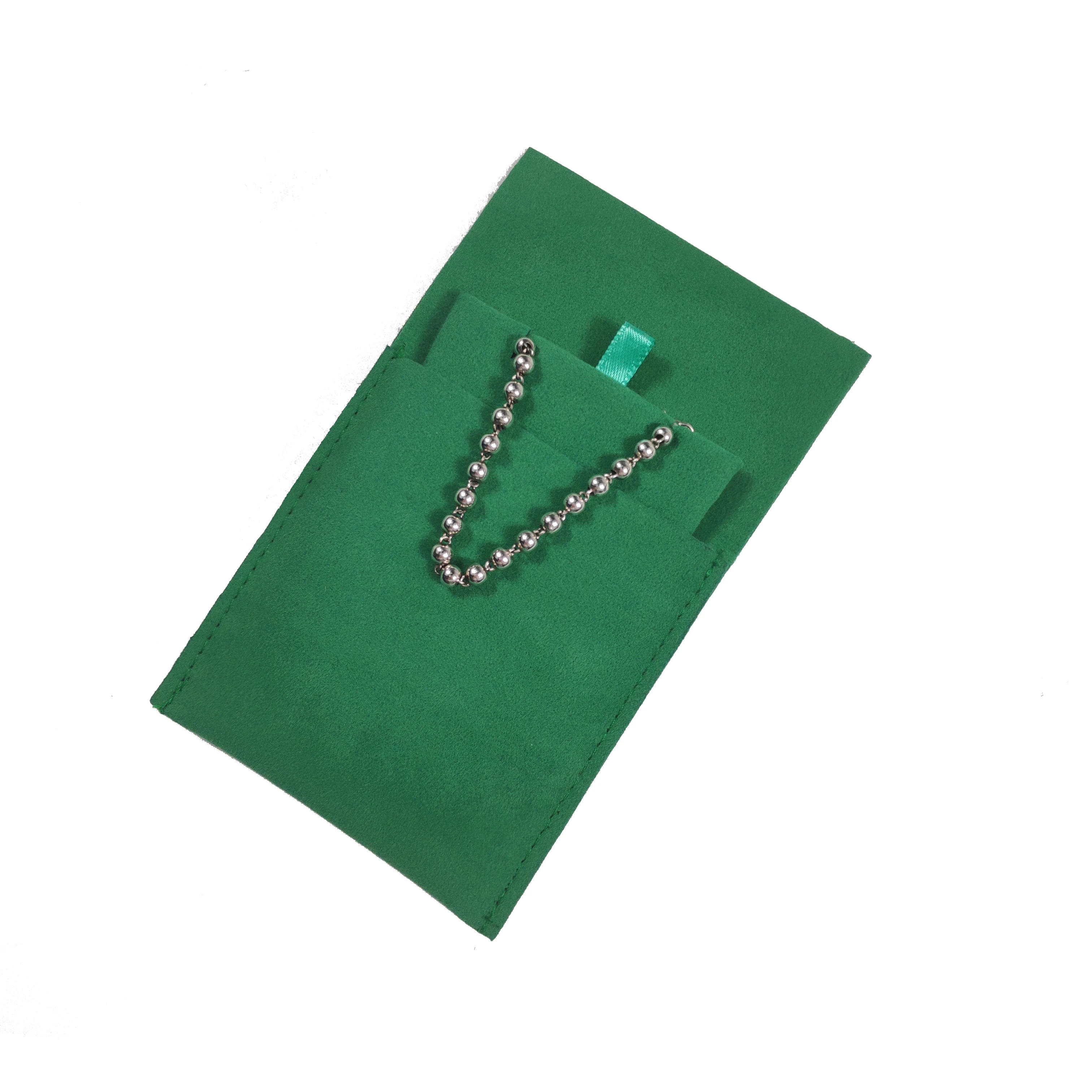 Blue Velvet Luxury Design Cardboard Inside Necklace Holder Custom Logo Hot Stamped Fabric Brand Jewelry Pouch With Divider