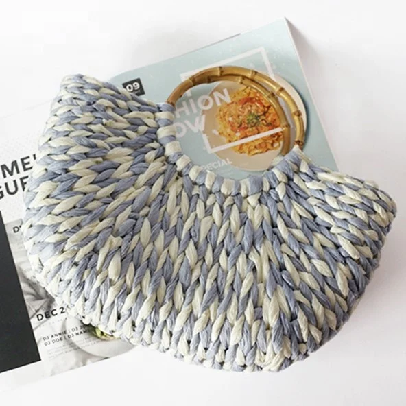 women wedding honeymoon beach paper straw woven tote clutch handbag hobo bag