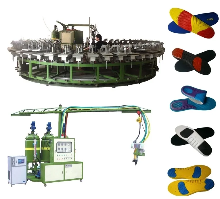 Pu shoe pouring machinery two colors safety shoes production line polyurethane insole foaming injection machine