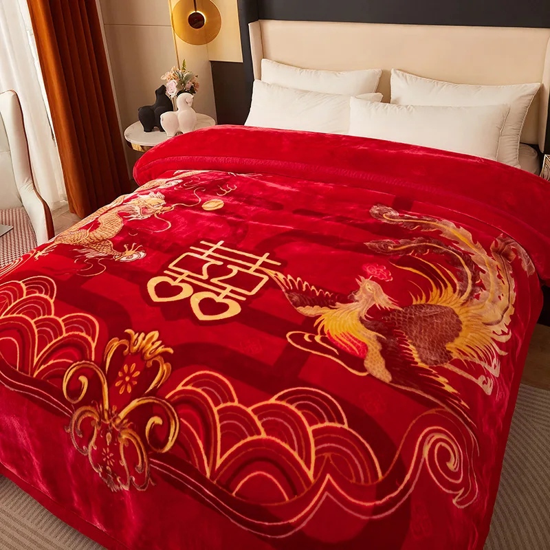 Wholesale Raschel double winter warm comforter flannel blanket for wedding