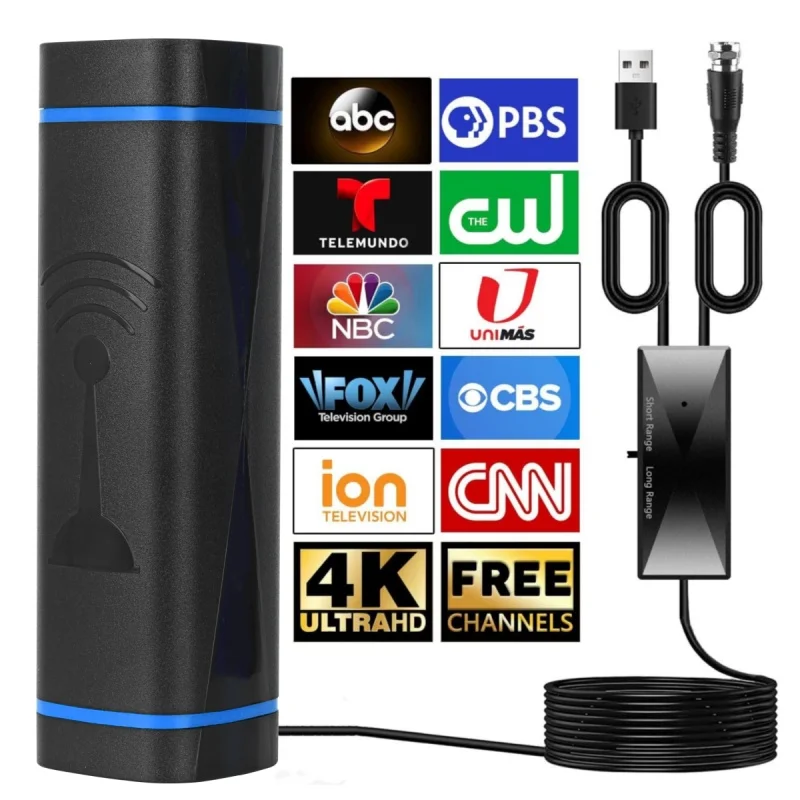 Cross-Border New HD Digital TV Antenna 4K Indoor Outdoor Dual-Purpose DTMB Ground Wave Booster 30DBI Gain SMA USB Power 5m