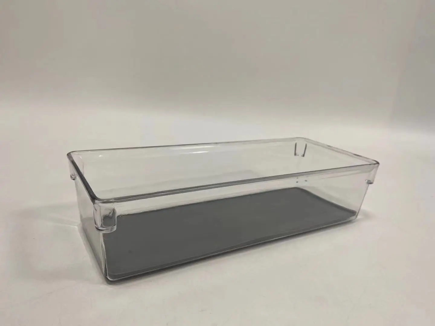 Plastic cutlery tray transparent PET material with blue grey TPR BPR Free Kitchen tray for spoon fork