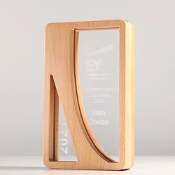 crystal logo custom crystal trophy Desk decoration The sitting room place award trophy Solid wood trophy glass award