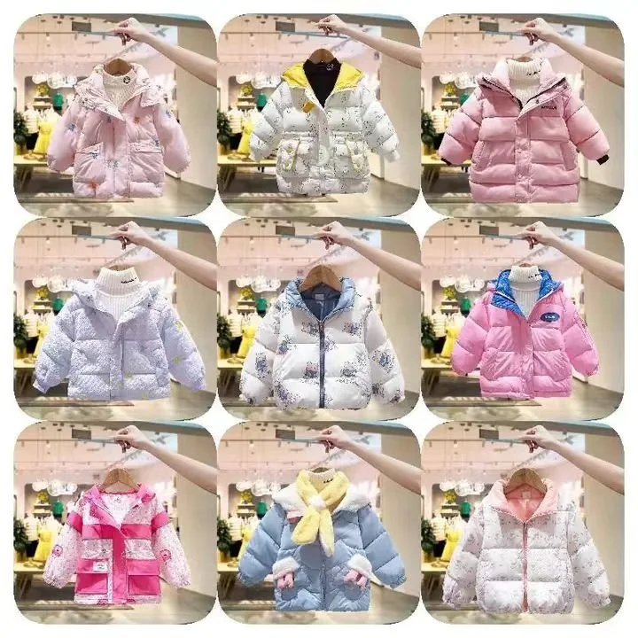Winter Coats for Girls Hooded Waterproof Floral Printed Kids Toddler Warm Snow Jacket Children Down Jacket Cartoon Standard