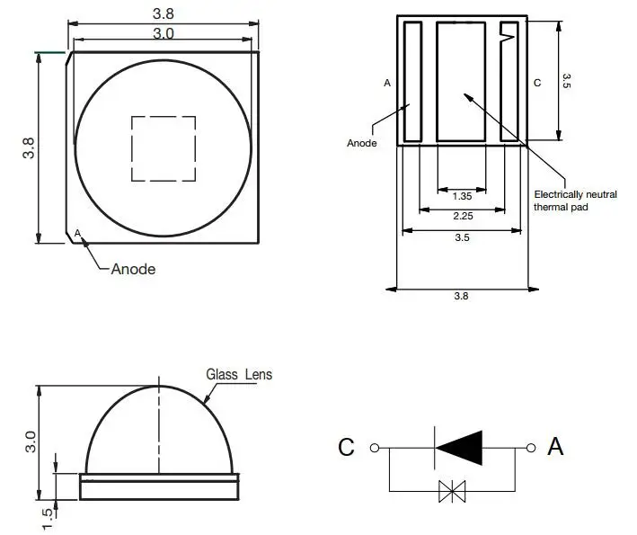 high output power SWIR LED 1050nm - 1650nm band
