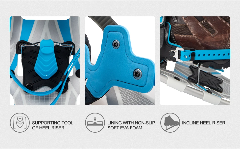 Aluminum  Snowshoes with Toe box system with double ratchet binding