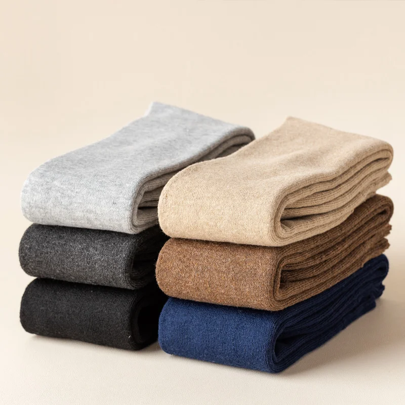 Wholesale custom logo OEM winter socks terry thicken cushion knee high socks cotton warm length snow fluffy soft tube socks