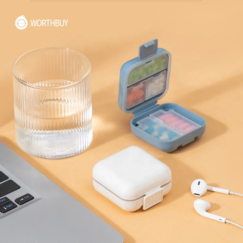 WORTHBUY Double-layer Sealed Medicine Storage Box 8-compartment Portable Travel Pill Case