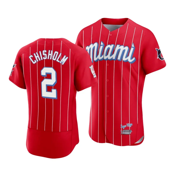 2021 New Style Wholesale High Quality China  Miami Cheap Stitched Baseball Jerseys Custom Marlin 2 Jazz Chisholm Jr. Red