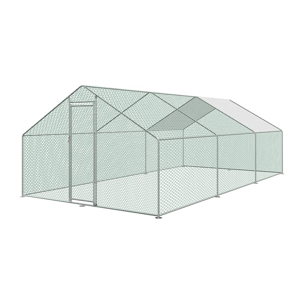Large Metal Chicken Coop Walk-in Poultry Cage Hen Run House Rabbits Habitat Cage