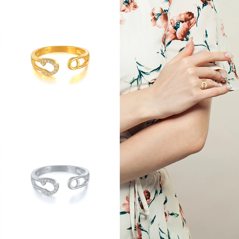 CANNER Wholesale Jewelry New Designs 18K Gold Plated S925 Silver Zircon Opening Ring Adjustable Rings