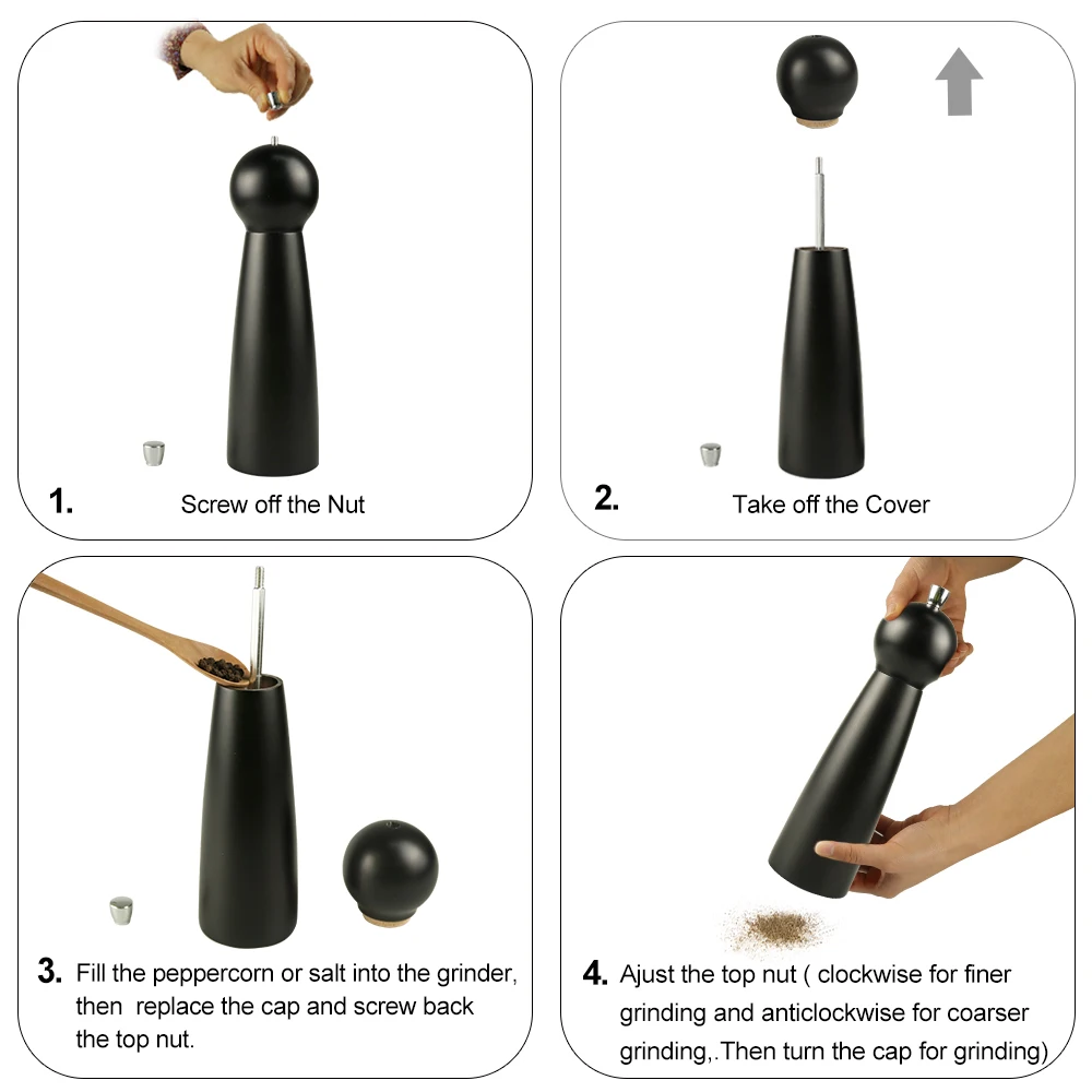 
Mini portable size 6 inch beech wood salt pepper grinder manual mills 