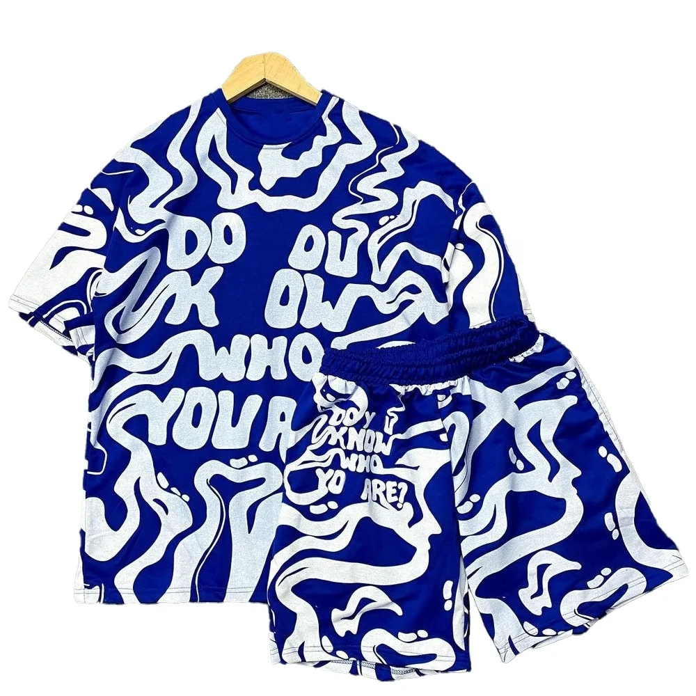 KY Street Wear Custom Puff Print Shirts Street Puff Print t shirt y2k Mens SHorts 5 inch Cotton
