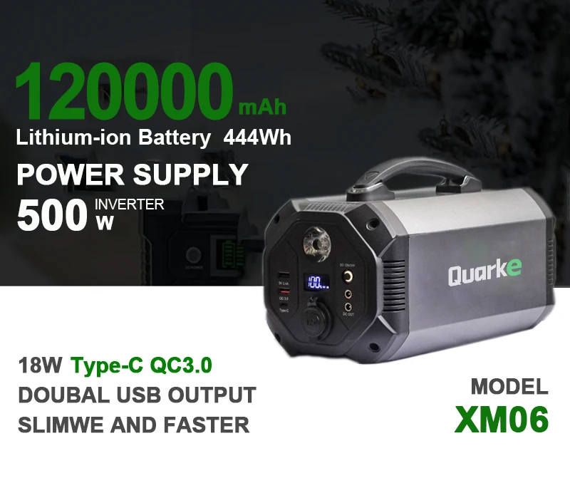 500W 444Wh Battery 220V 500W (Surge 1000W) Solar Mobile Power for Outdoors Camping Vans RV Hunting Emergency Backup