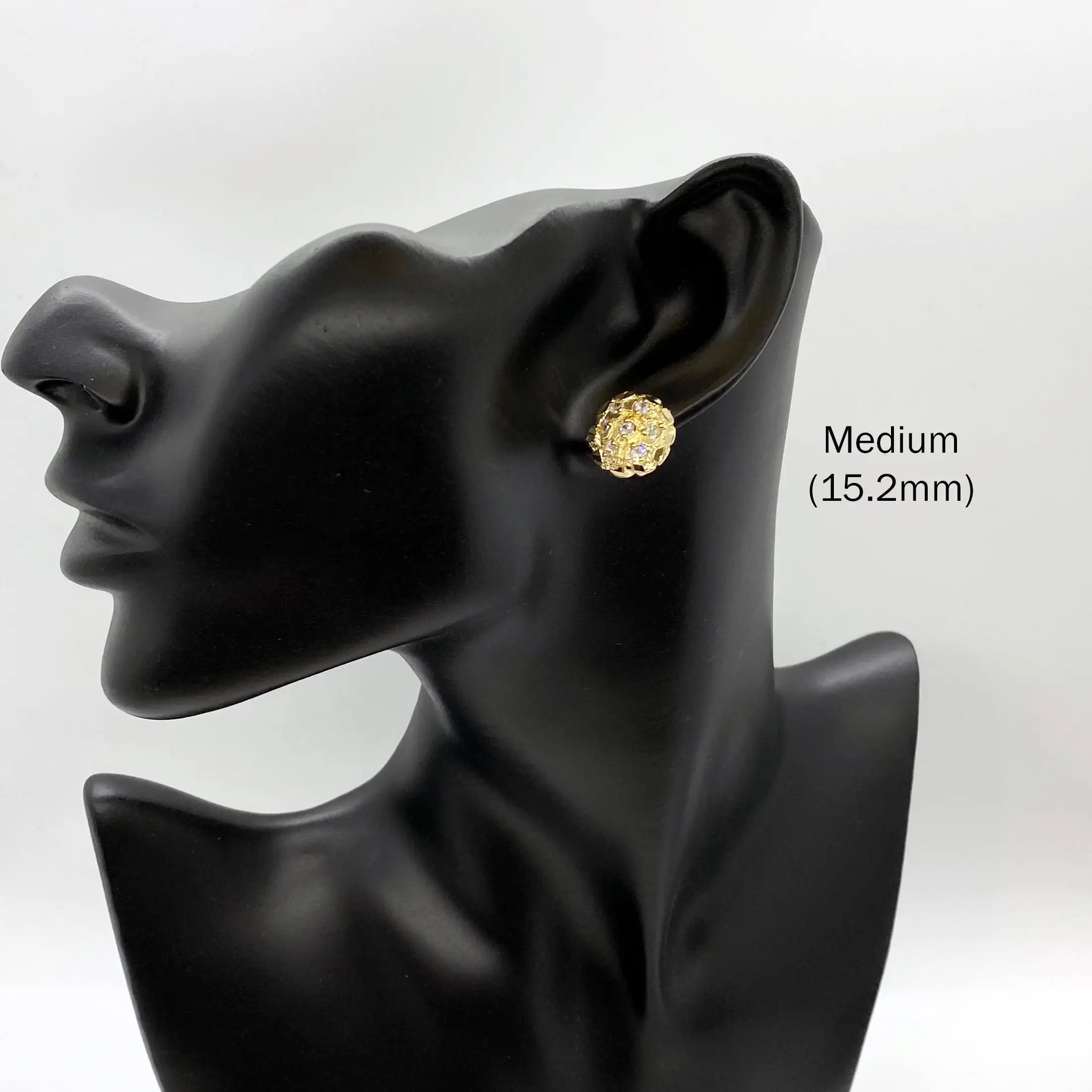 Duyizhao Best Selling 14k Gold Plated Nugget Round Circle Brass CZ Stud Earrings Butterfly Back for Men/Women Unisex