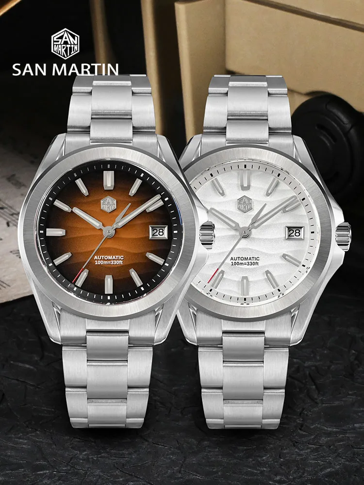 San Martin SN0129 New Gada Watch 39mm Desert Texture Men Dress Watch NH35 Automatic Mechanical Sapphire Waterproof Luminous