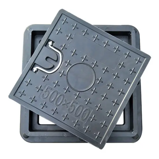 Square 600*600 FRP composite manhole cover with frame
