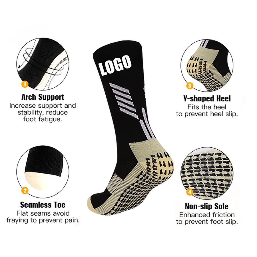 FREE DESIGN & MOCKUP High quality sports sox colorful non anti slip soccer athletic mens custom logo youth football grip socks