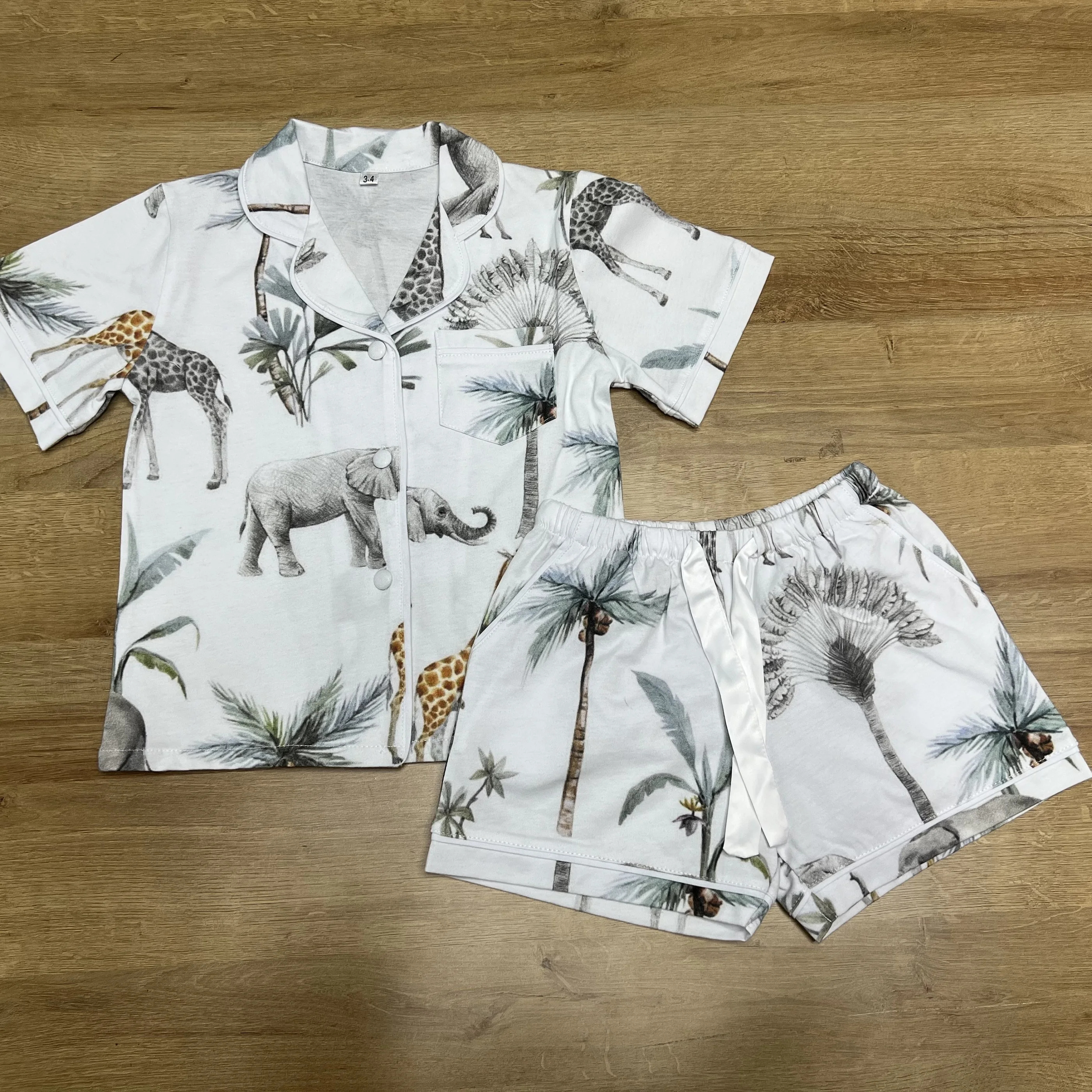 Unisex Children Pajamas Set Dinosaur Cartoon Sleepwear Kids Toddler Fleece Pyjamas for Boys and Girls