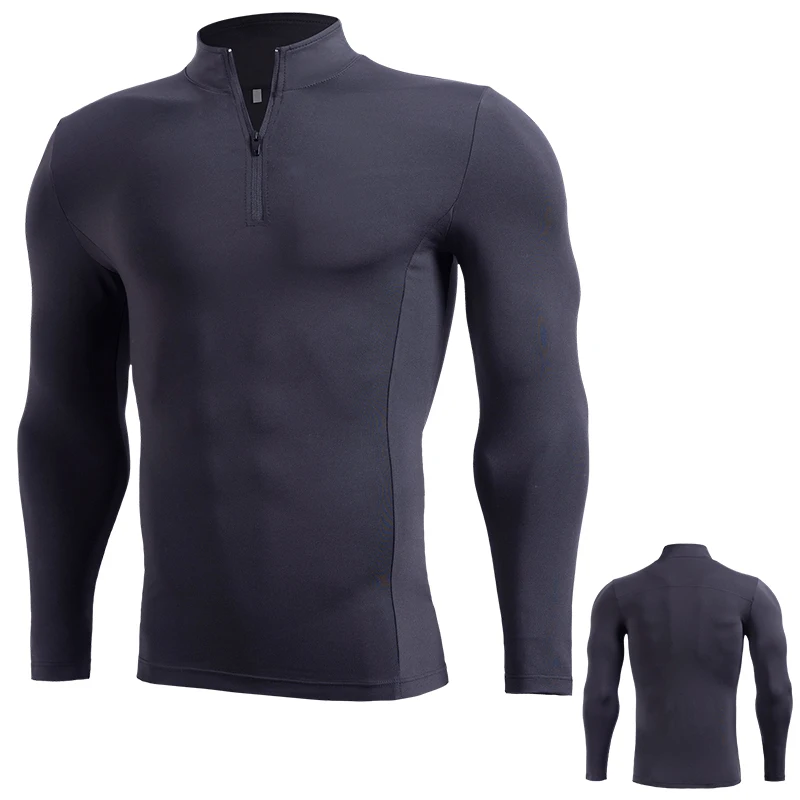 1/4 zipper Men Active Quick Dry Crew Neck T Shirts | Athletic Running Gym Workout long Sleeve Tee Tops