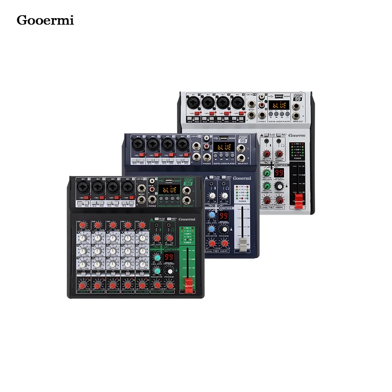 Профессиональный аудиомикшер Gooermi FX10, портативная консоль для микширования звука с синим зубом, USB-вход для прямой трансляции