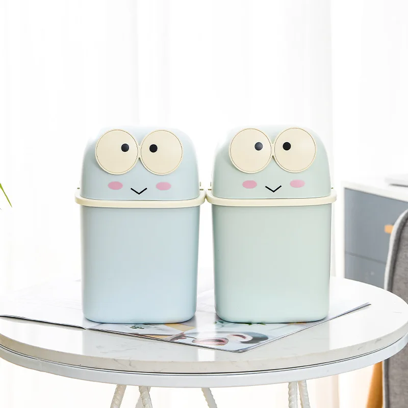 NEW 2022 Table Waste Bin with Lid Mini Cute Trash Can Paper Basket Waste Container Mini Dustbin For Bedroom/Office