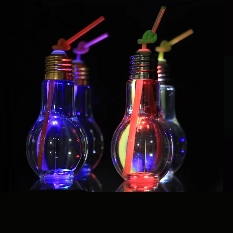 Мигающий светодиодный твердый чай с молоком одноразовая бутылка для сока лампочка стеклянная чашка