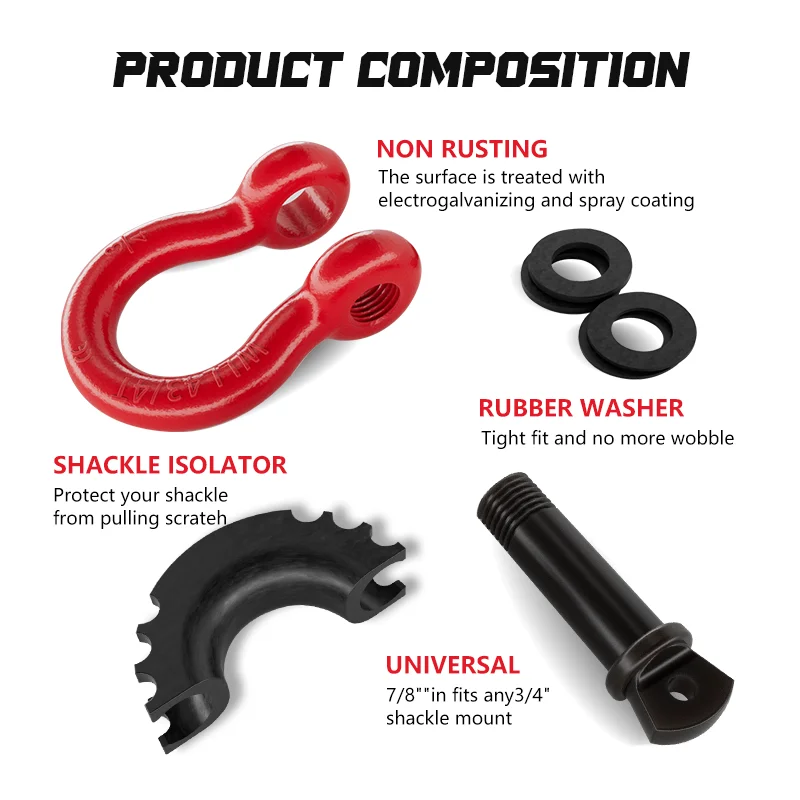 Ambull China Supplier Odm Oem High Strength Galvanized Stainless Screw Pin Bolt Type Bow Shackle