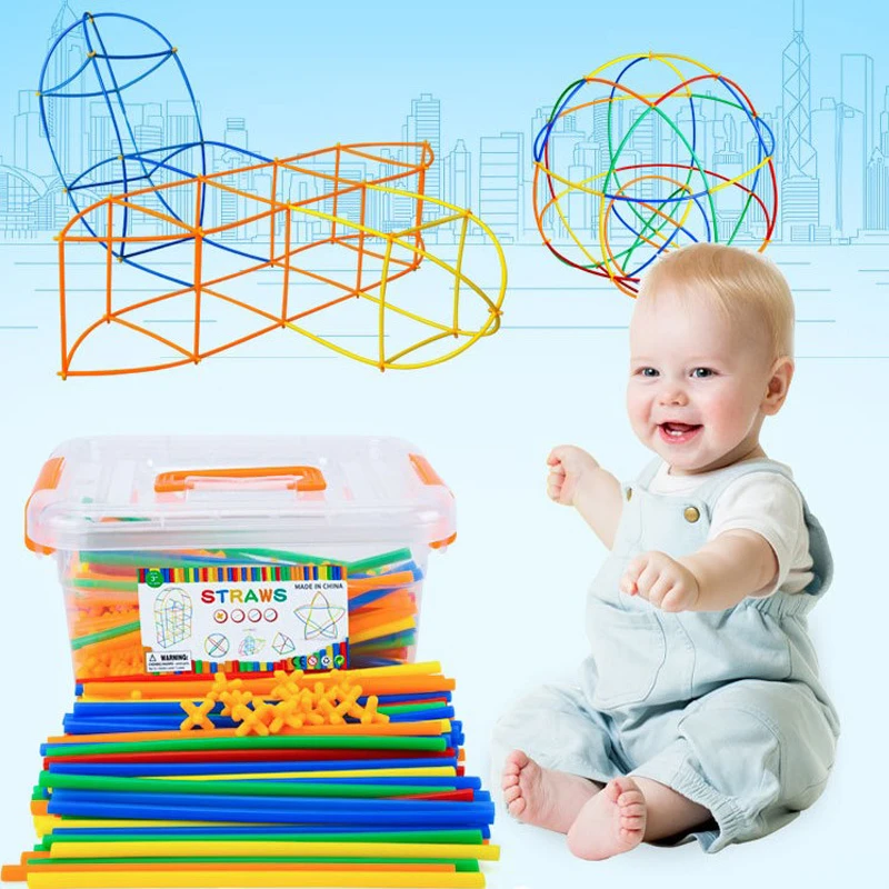 STEAM Toy 4D DIY Straw Constructor STEM Building Toys Interlocking Plastic Stem Educational Toys
