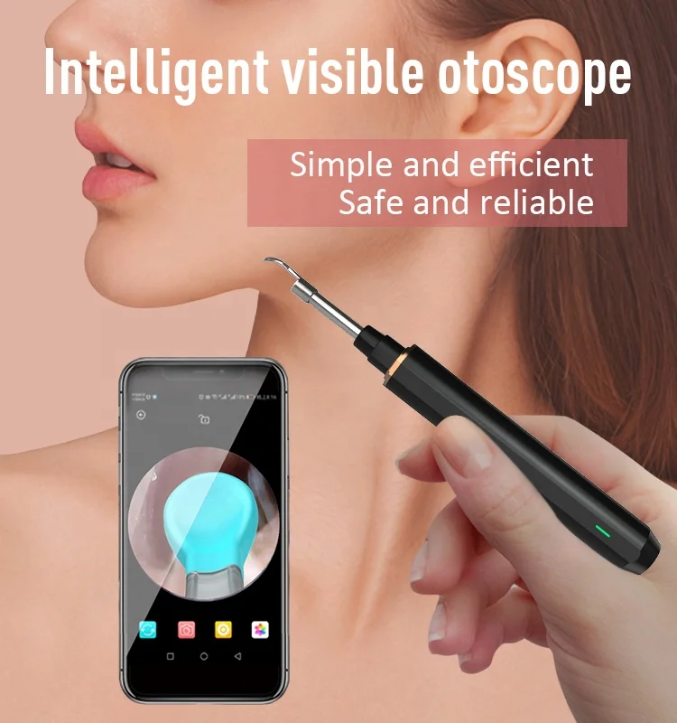 Earwax Removal Wifi Ear Cleaner Otoscope Visible Earpick 1080p Wireless Medical Safe Ear Pick Tool Ear Wax Remover with Camera