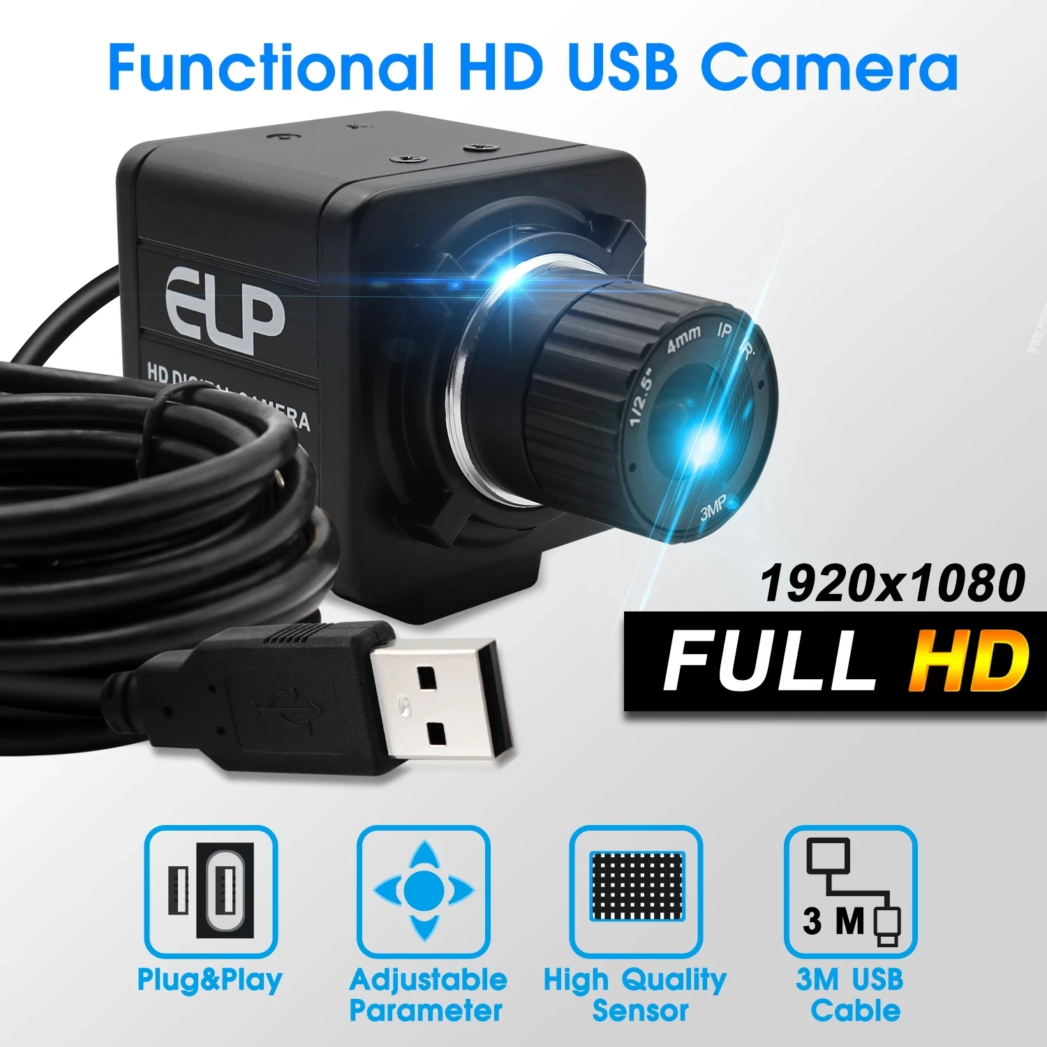 ELP Camera 1080P Full  HD Mini CCTV Security USB Cameras MJPEG 30/60/100fps CMOS USB Webcam With CS 4/6/8mm Lens for PC Laptop