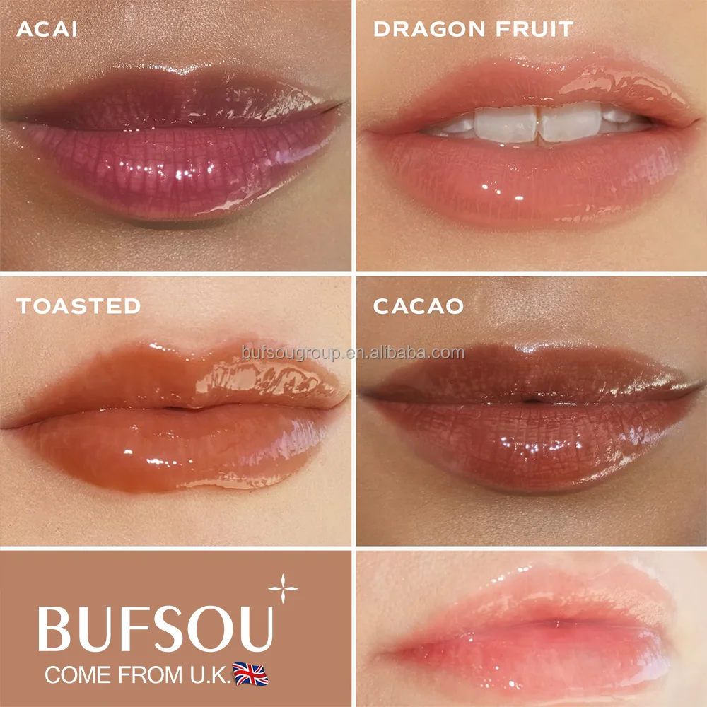 Customized Logo Vegan Lip Oil Moisturizing Makeup Private Label Liquid Lip Balm Butter Gloss Lipstick Waterproof Fruit